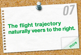 The flight trajectory naturally veers to the right.